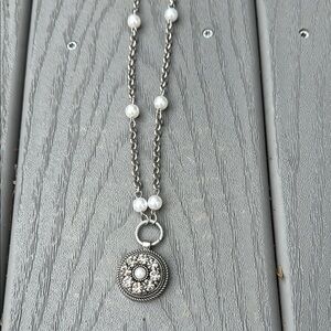 Elegant Silver and faux diamond  beaded Pendant Necklace. Like new.